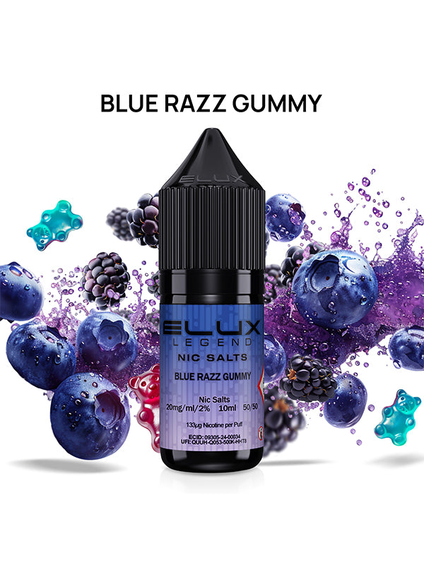 Elux Legend Blue Razz Gummy Nic Salt E-Liquids with Blueberries and Gummy Bears