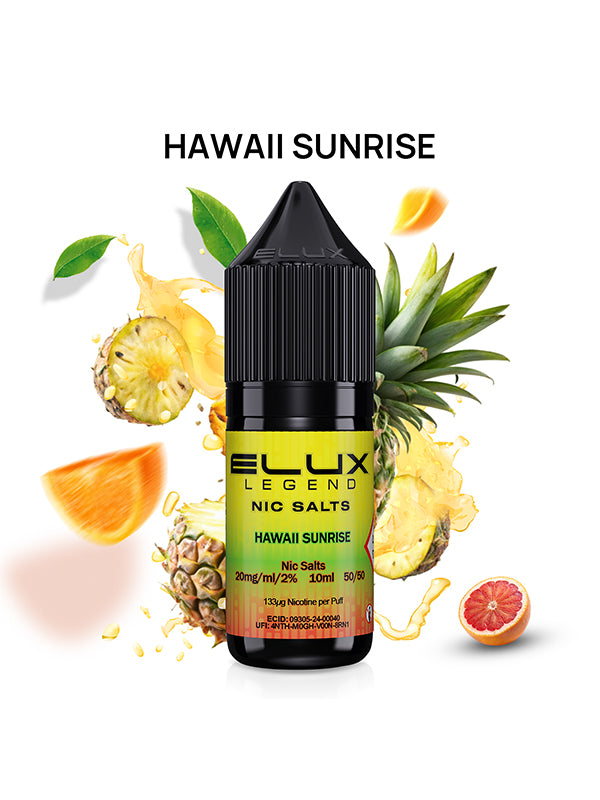 Elux Legend Hawaii Sunrise Nic Salt E-Liquids with pineapple, Oranage and Grapefruit Fruits