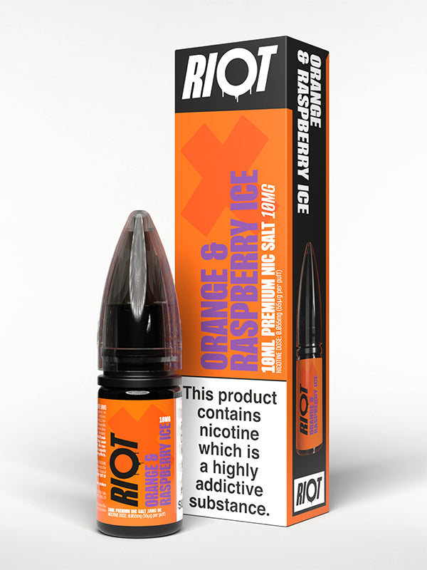 Orange & Raspberry Ice Riot X Nic Salt E-Liquid by Riot Squad